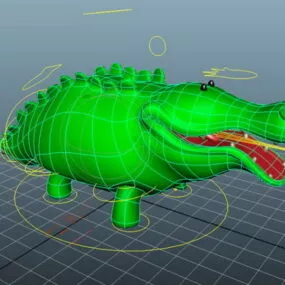 Cartoon Green Crocodile 3d model