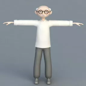 Cartoon Old Man Rigged 3d model