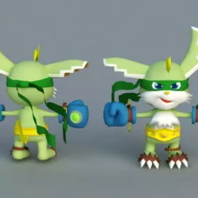 Cartoon Rabbit Boxer 3d model