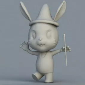 Cartoon Rabbit Magician Character 3d model