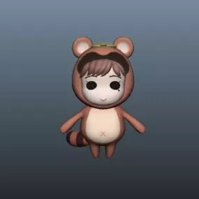 Cartoon Raccoon Girl 3d model