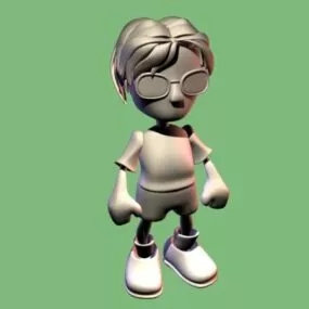 Cartoon Boy With Glasses Character 3d model