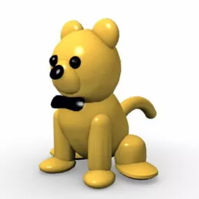 Cartoon Dog Sitting Down 3d model