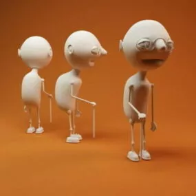 Cartoon Old Man Character 3d model