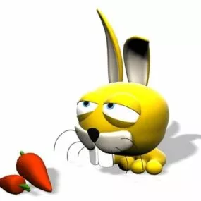 Cartoon Rabbit With Carrot 3d model