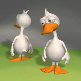 Cartoon White Duck Character 3d model