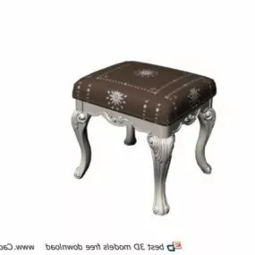 Furniture Carved Antique Wooden Stool 3d model