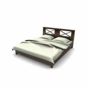 Carved Wood Platform Bed 3d model