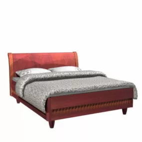 Carved Wooden Bed 3d model
