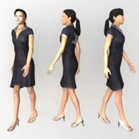 Casual Asian Woman 3d model