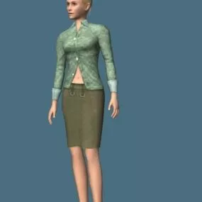 Casual Blonde Woman 3d model