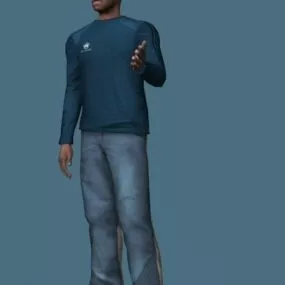 Casual Young African Man Rigged 3d model