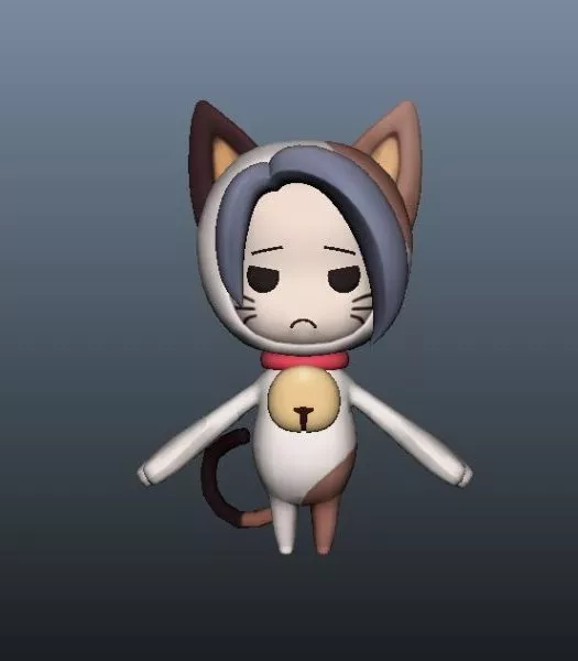 Decoration Figurine Cat On Round Stand 3d model