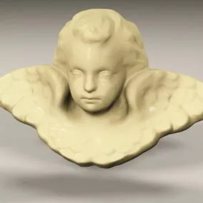 Cherub Head Statue 3d model