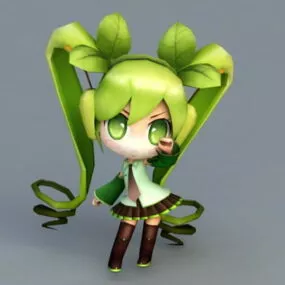 Chibi Miku Rigged 3d model