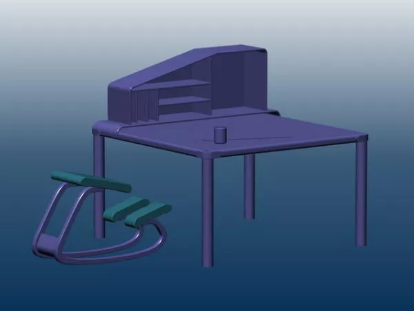 Child Desk With Hutch 3d model Child Desk With Hutch 3d model