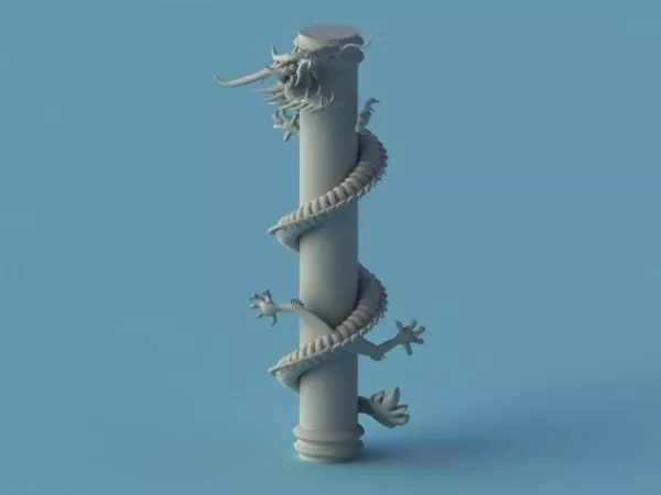 Lion Dragon On Pillar 3d model