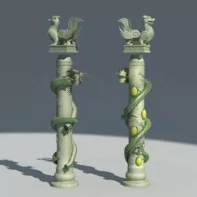 Chinese Dragon Pillar Column 3d model