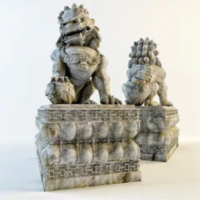 Chinese Stone Lion Statue 3d model