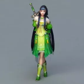Chinese Swordswoman Rigged 3d model