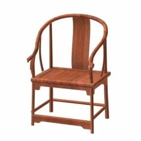 Chinese Antique Wood Armchair 3d model