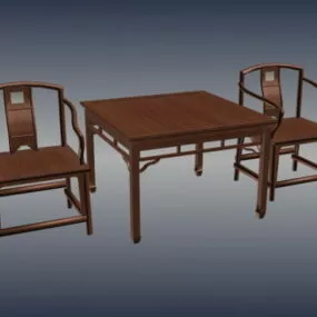 Chinese Ancient Tea Table Chairs 3d model
