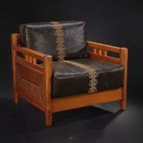 Furniture Chinese Leather Single Sofa 3d model