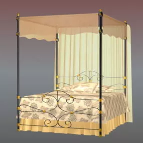 Classic Iron Canopy Bed 3d model