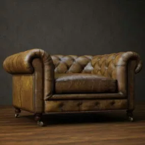 Classic Leather Chesterfield Sofa 3d model