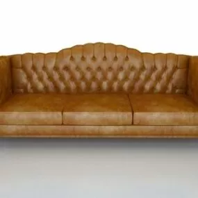 Classic Brown Leather Sofa Couch 3d model
