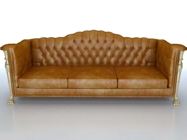 Classic Brown Leather Sofa Couch 3d model Classic Brown Leather Sofa Couch 3d model