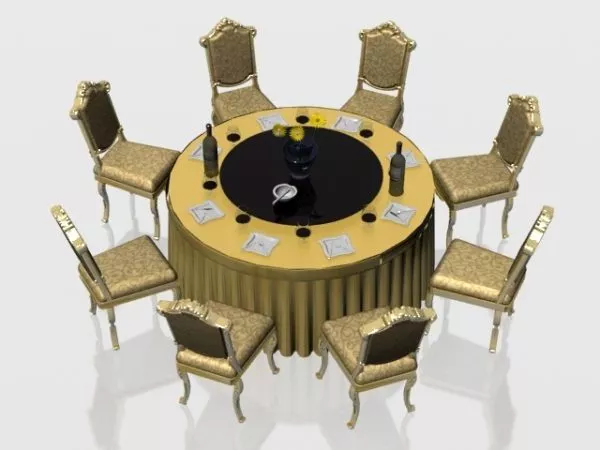 Classic Round Banquet Table And Chairs 3d model Classic Round Banquet Table And Chairs 3d model