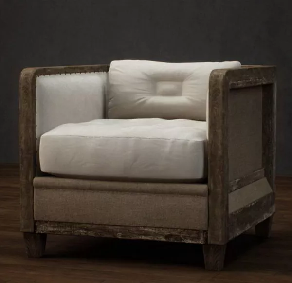 Classic Single Fabric Wood Sofa 3d model Classic Single Fabric Wood Sofa 3d model