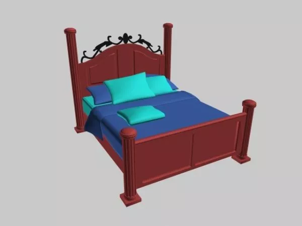 Classic Twin Bed 3d model Classic Twin Bed 3d model