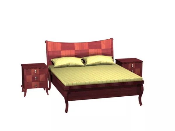 Modern Nightstand Wooden Walnut Material 3d model
