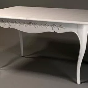 Classical Wooden White Dining Table 3d model
