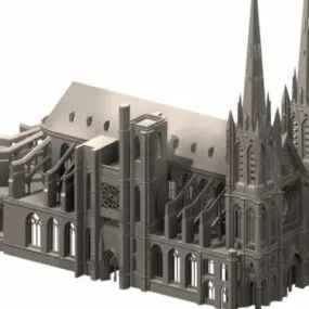 Clermont Cathedral Gothic Architecture 3d model