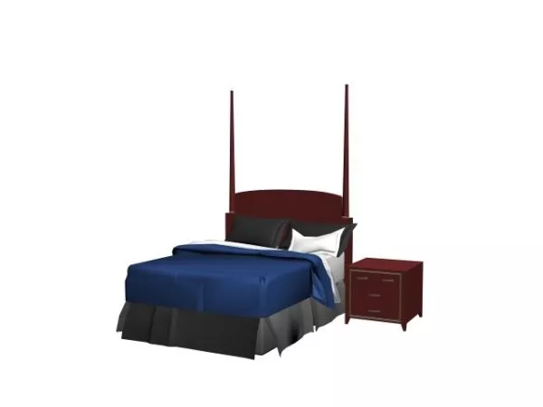 Columns Bed And Nightstand 3d model Columns Bed And Nightstand 3d model