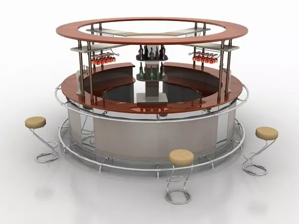 Commercial Round Bar Counter 3d model Commercial Round Bar Counter 3d model