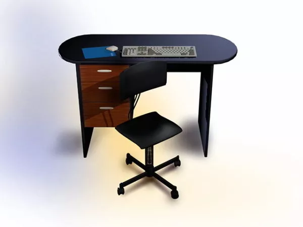 Office Work Desk With Computer 3d model