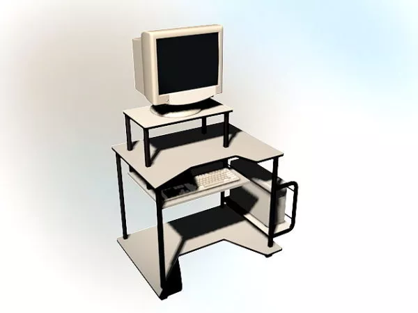 Computer Desk With Computer 3d model Computer Desk With Computer 3d model