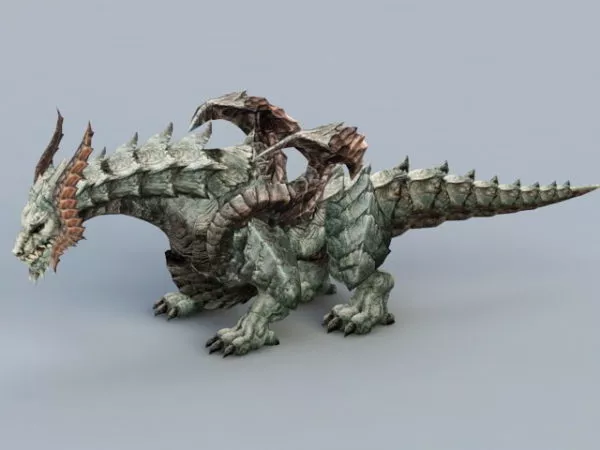 Medieval European Dragon Statue 3d model