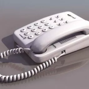 Corded White Telephone 3d model