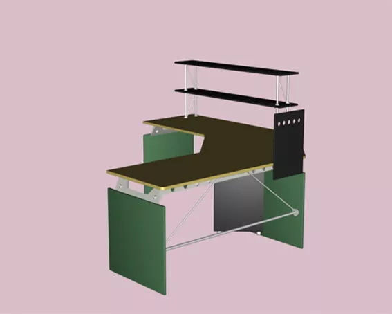 Corner Office Desk With Shelves 3d model Corner Office Desk With Shelves 3d model