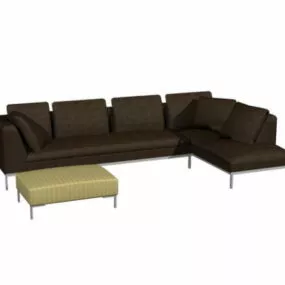 Corner Sectional Sofa And Ottoman 3d model