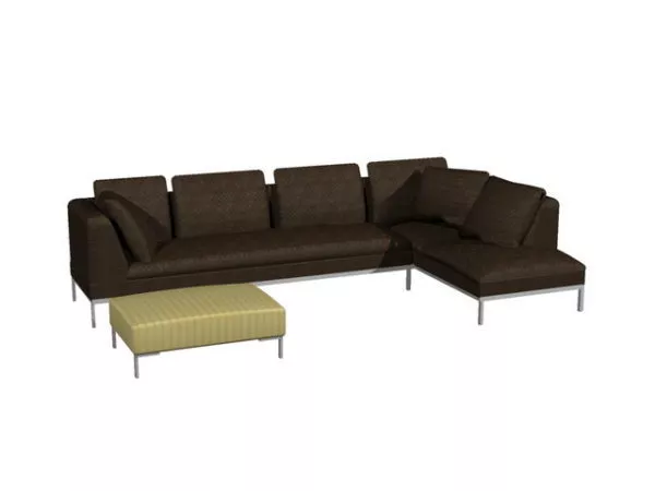Corner Sectional Sofa And Ottoman 3d model Corner Sectional Sofa And Ottoman 3d model