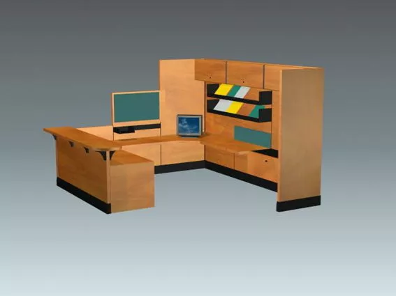 U Shape Office Cubicle 3d model
