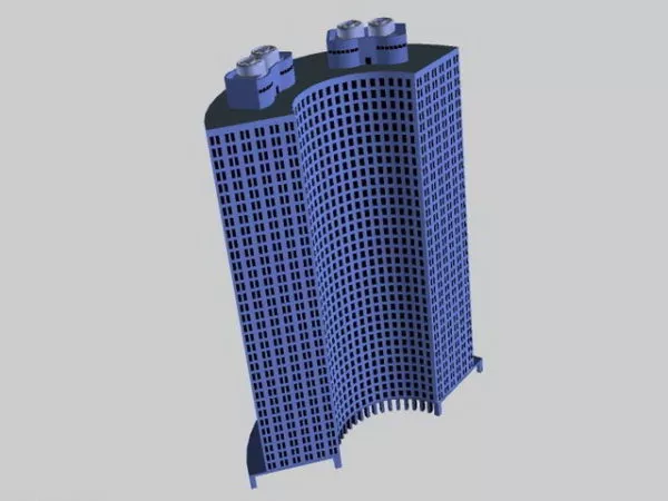Curved Hotel Building 3d model Curved Hotel Building 3d model