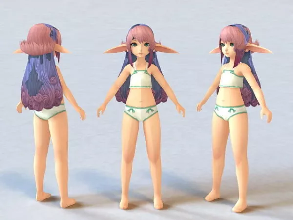 Cute Anime Elf Girl Cartoon 3d model Cute Anime Elf Girl Cartoon 3d model