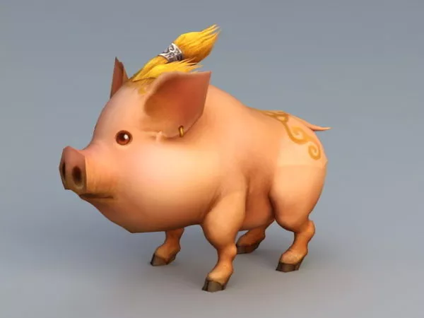 Cute Anime Pig Character 3d model Cute Anime Pig Character 3d model